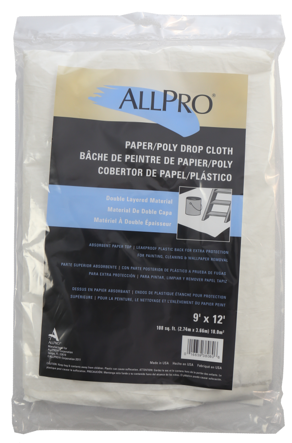 Allpro 9' X 12' Paper/Plastic Drop Cloth