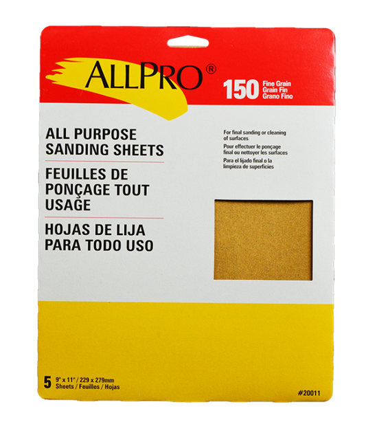 AllPro 150 Grit Sand Paper 5pk