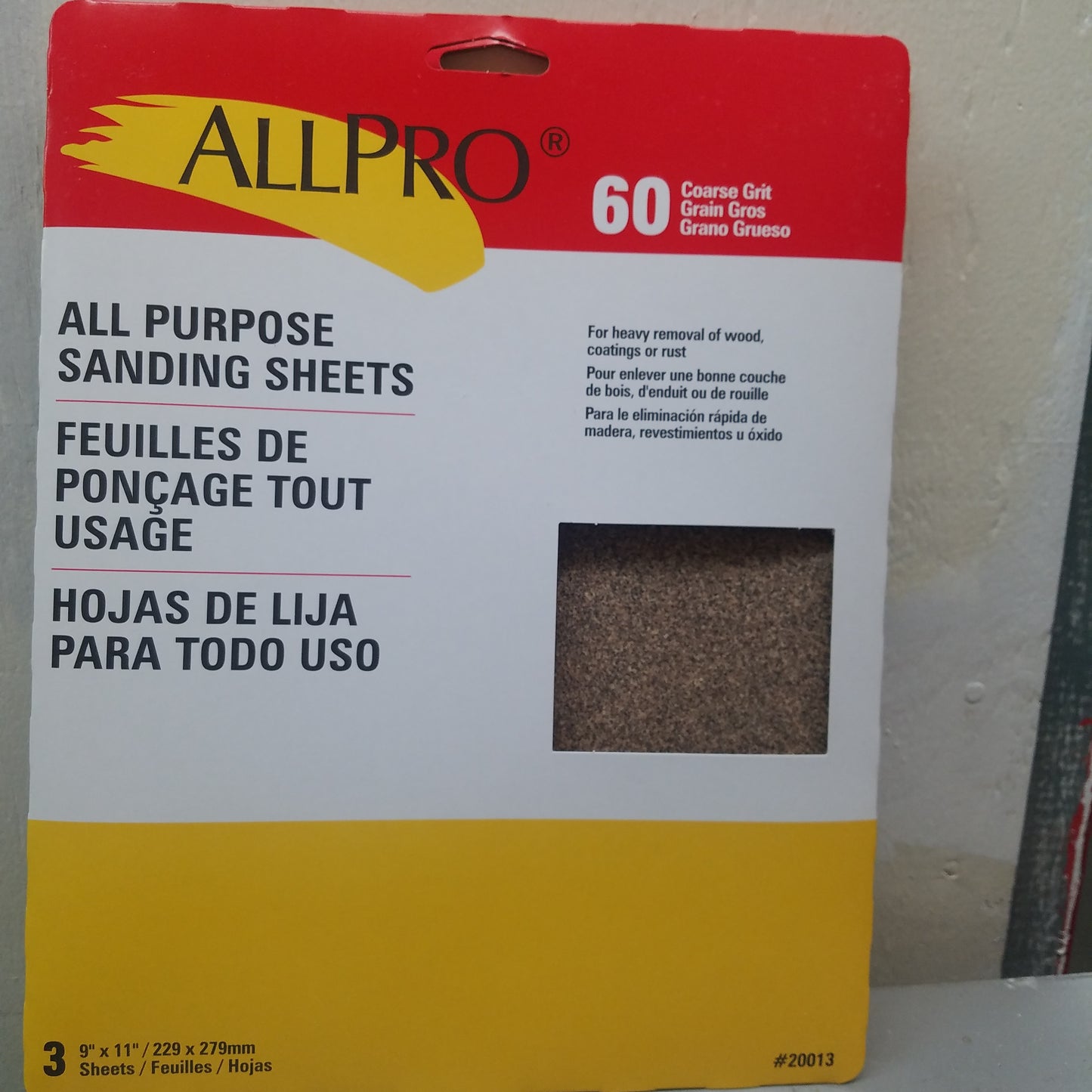 Allpro 60 Grit Sand Paper 3pk