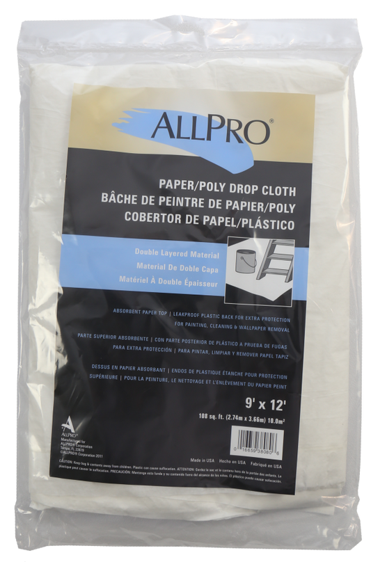 Allpro 9' X 12' Paper/Plastic Drop Cloth