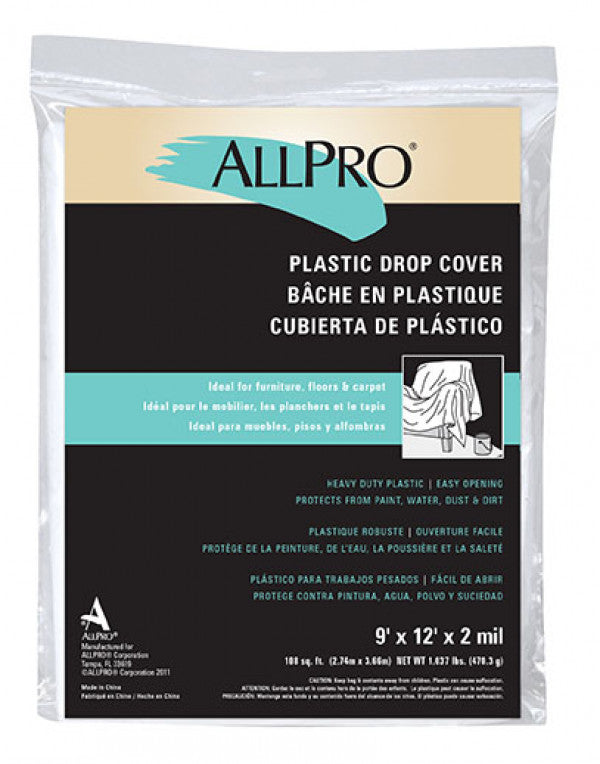Allpro 9' X 12' Plastic Drop Cloth 2 mil