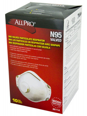 Allpro N95 Dust Mask W/ Valve 10pk